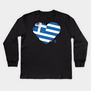 I love my country. I love Greece. I am a patriot. In my heart, there is always the flag of Greece. Kids Long Sleeve T-Shirt